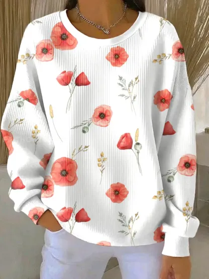 Women’s Remembrance Day Poppy Floral Printed Sweatshirt