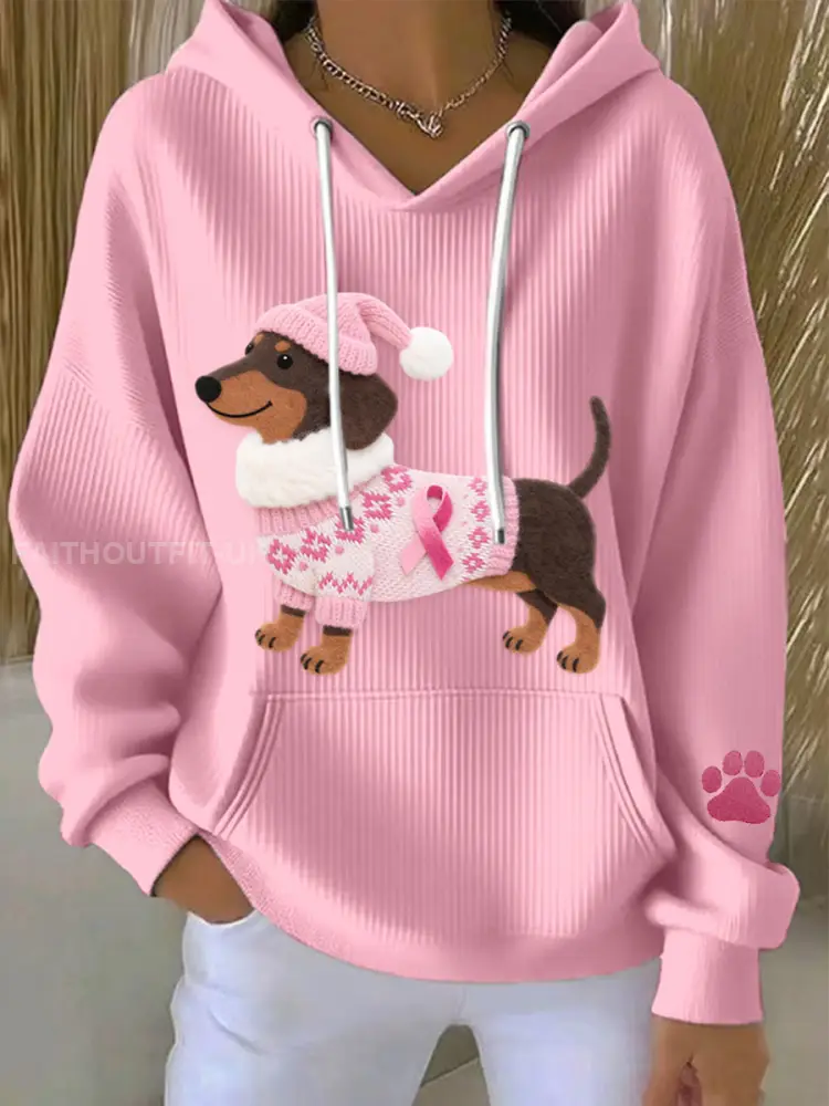 Women’s Felt Art Dachshund Pattern Hoodie