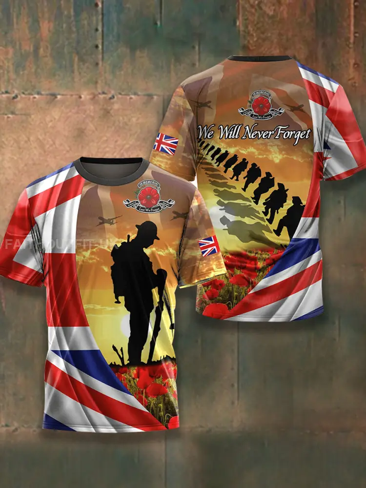 Men’s Remembrance Day Lest We Forget Short Sleeves T-shirt