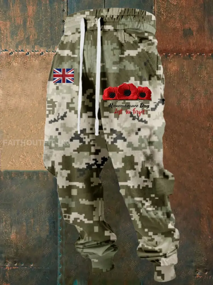 Men’s 11th November Remembrance Day LEST WE’S FORGET Poppy Remembrance long johns
