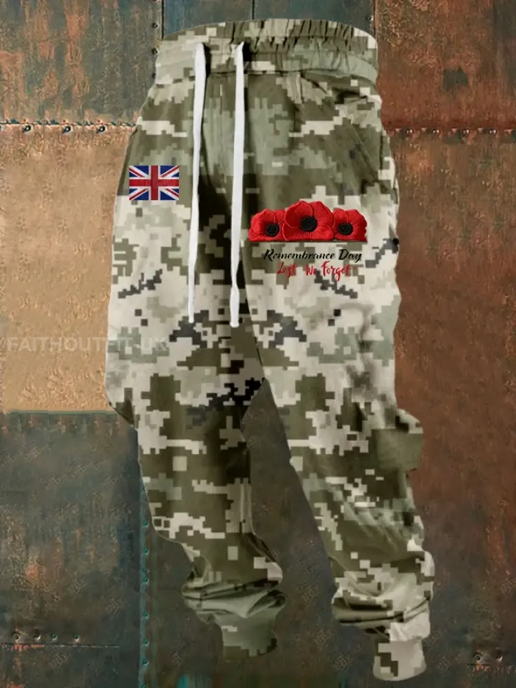 Men’s 11th November Remembrance Day LEST WE’S FORGET Poppy Remembrance long johns
