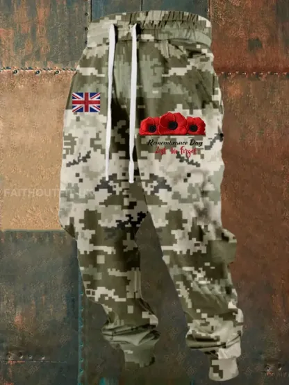 Men’s 11th November Remembrance Day LEST WE’S FORGET Poppy Remembrance long johns