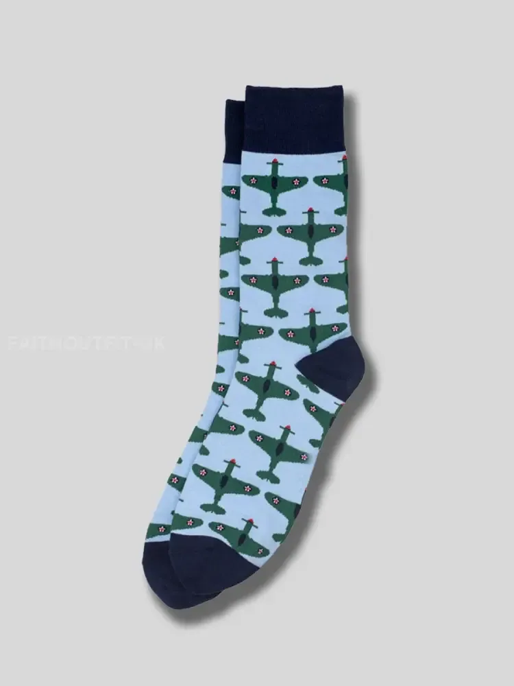 Unisex Curtiss P-40 Warhawk Blue Socks - Light Blue · ONE