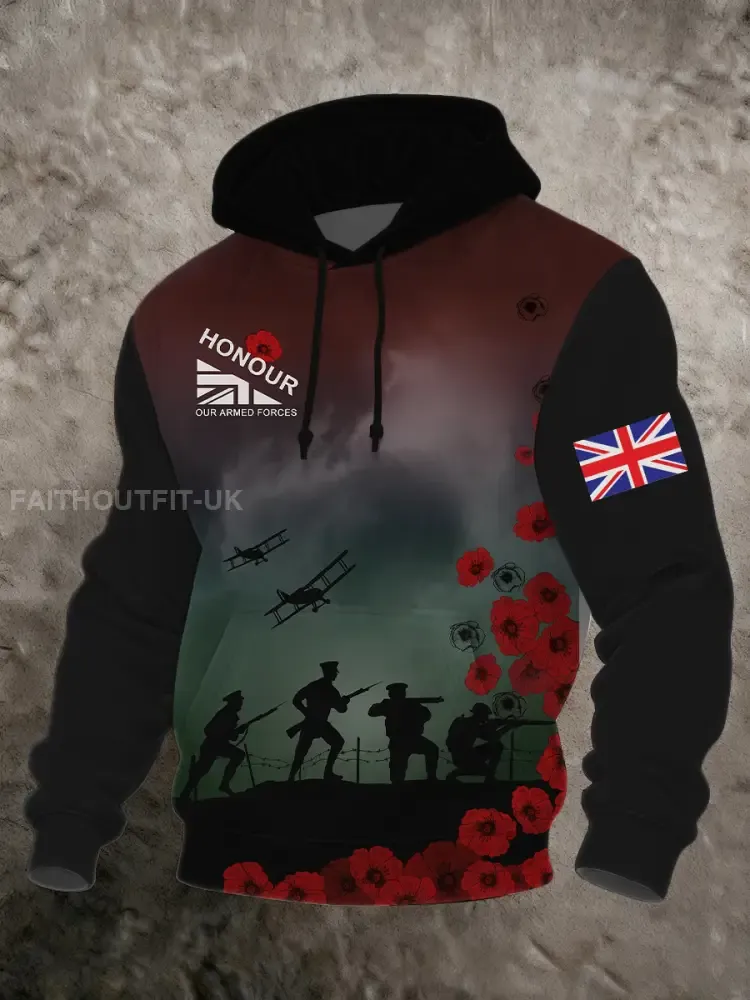 Men’s Remembrance Day Lest We Forget Printed Hoodie