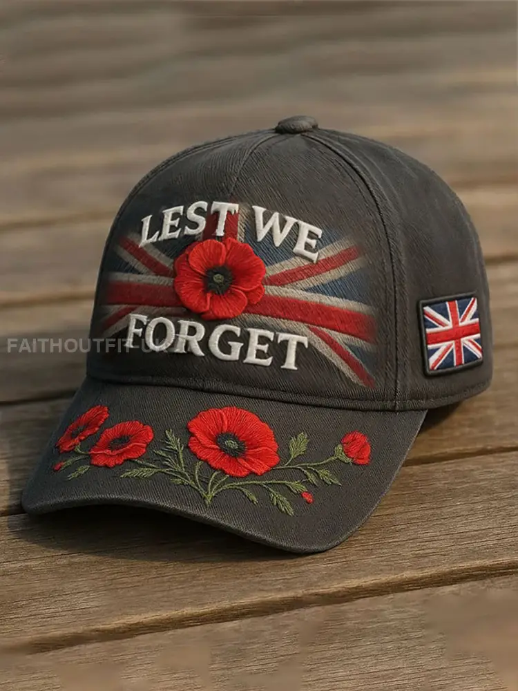 Unisex Lest We Forget Print Hat - Black · ONE