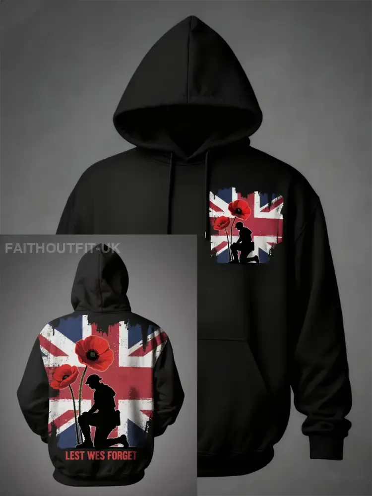 Men’s Britain Remembers National Tragedy Oversized Drop-Shoulder Hoodie with Pockets