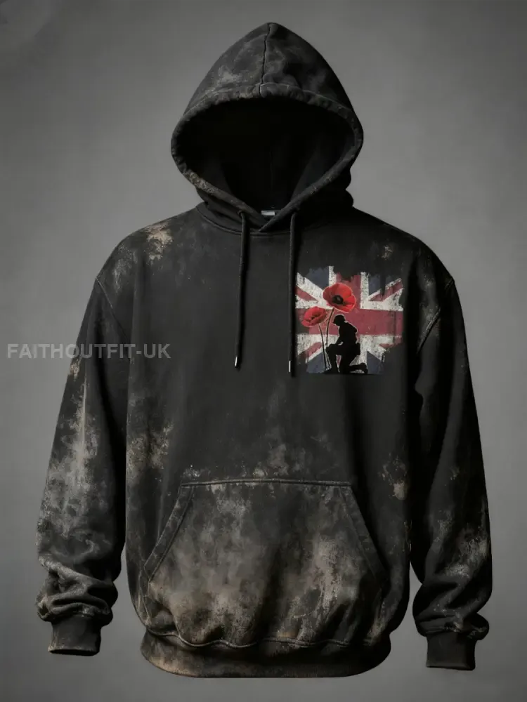 Men’s Britain Remembers National Tragedy Oversized Drop-Shoulder Hoodie with Pockets