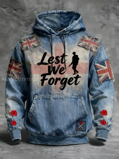 Men’s Remembrance Day Lest We Forget Hoodie with Pockets