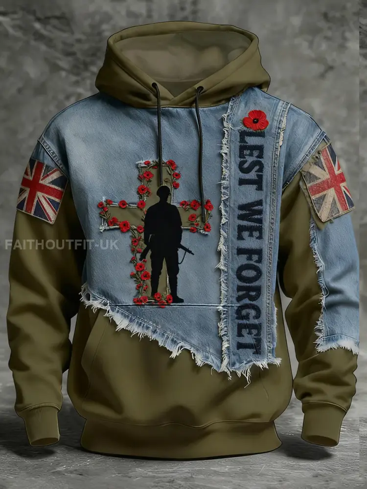 Men’s Remembrance Day Lest We Forget Hoodie with Pockets