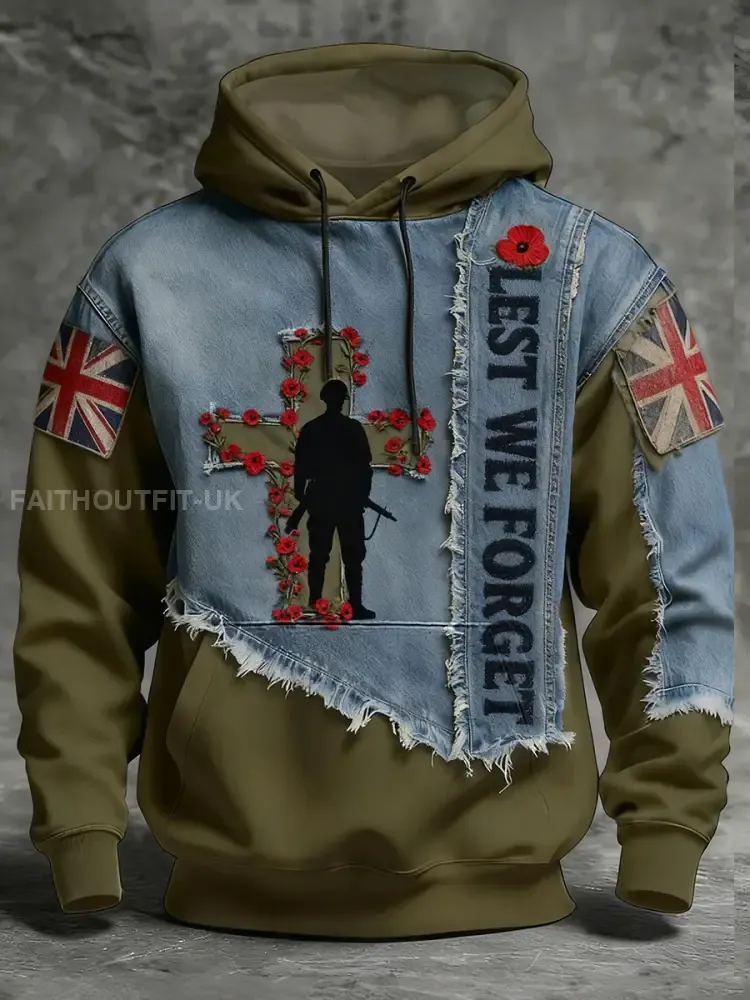Men’s Remembrance Day Lest We Forget Hoodie with Pockets