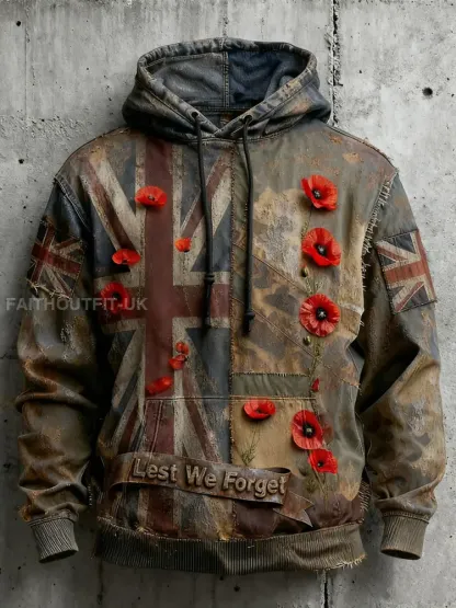 Men’s Remembrance Day Lest We Forget Hoodie with Pockets