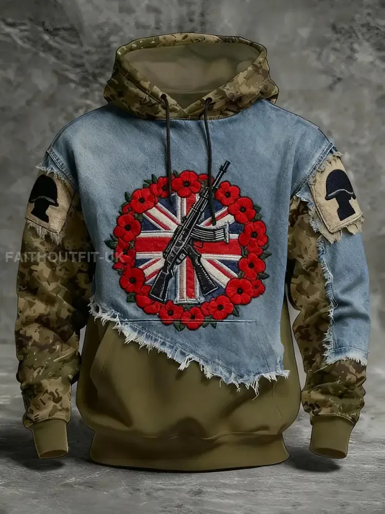 Men’s Remembrance Day Lest We Forget Hoodie with Pockets