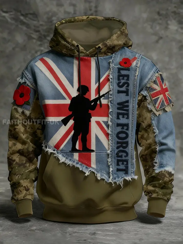 Men’s Remembrance Day Lest We Forget Hoodie with Pockets