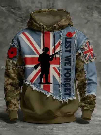 Men’s Remembrance Day Lest We Forget Hoodie with Pockets