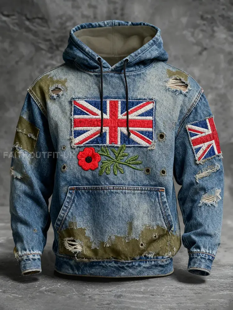 Men’s Remembrance Day Lest We Forget Hoodie with Pockets