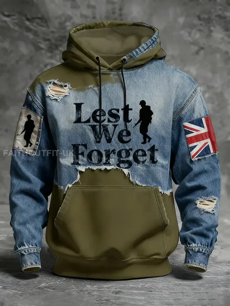 Men’s Remembrance Day Lest We Forget Hoodie with Pockets