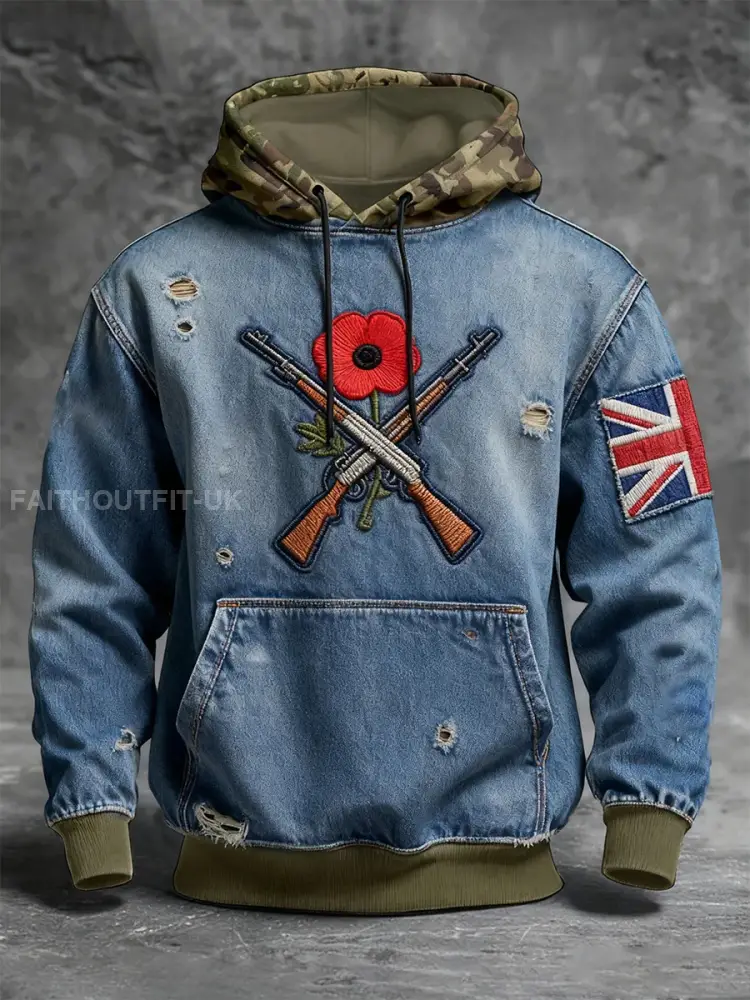 Men’s Remembrance Day Lest We Forget Hoodie with Pockets