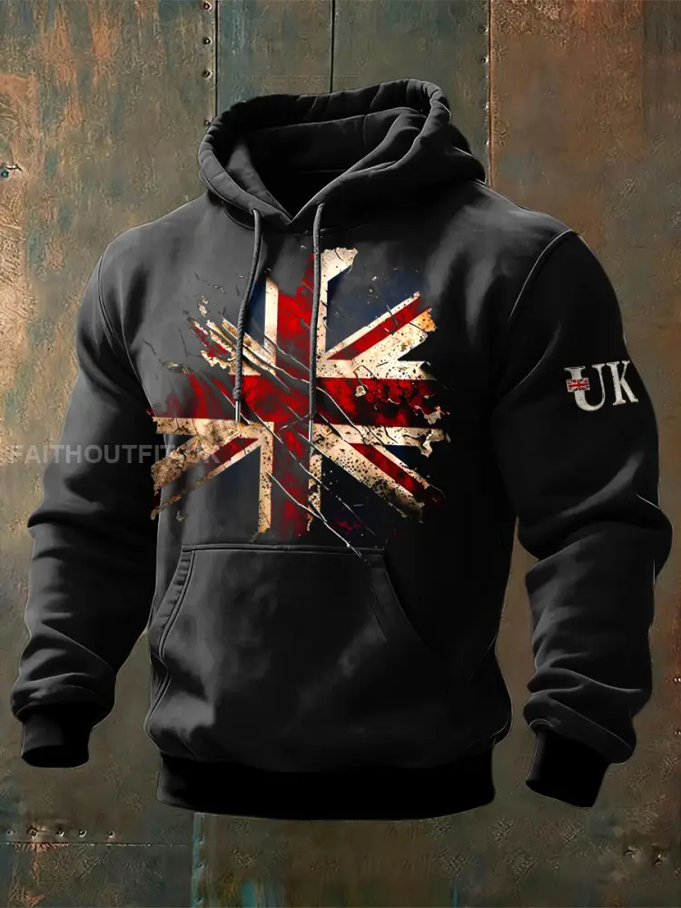 Men’s British Flag Vintage Hooded Sweatshirt