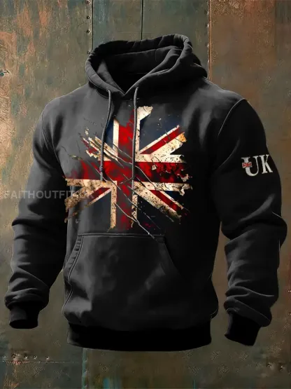 Men’s British Flag Vintage Hooded Sweatshirt