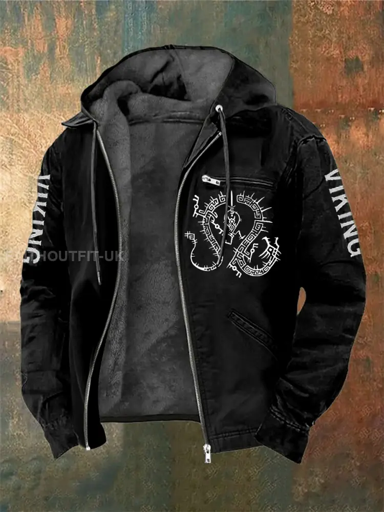 Men’s Viking Printed Long Sleeved Hooded Jacket