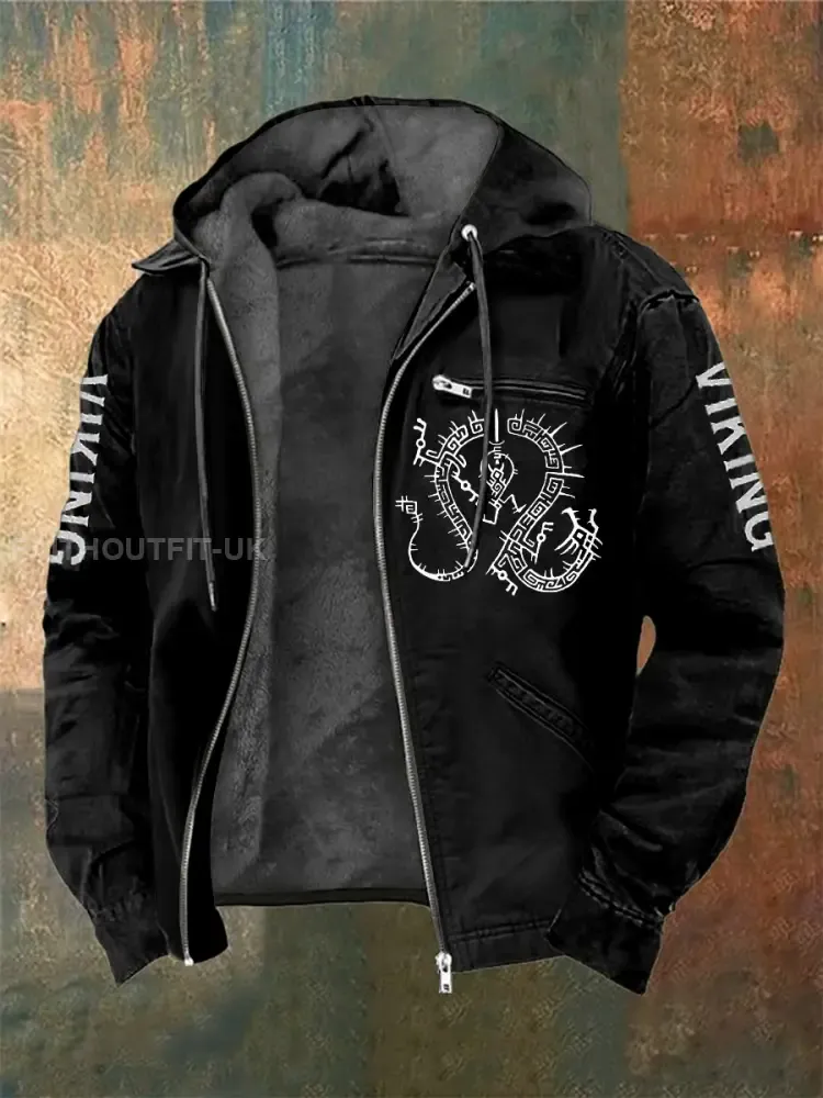 Men’s Viking Printed Long Sleeved Hooded Jacket