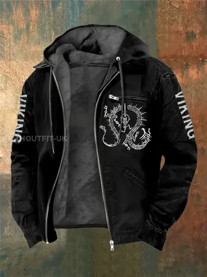 Men’s Viking Printed Long Sleeved Hooded Jacket