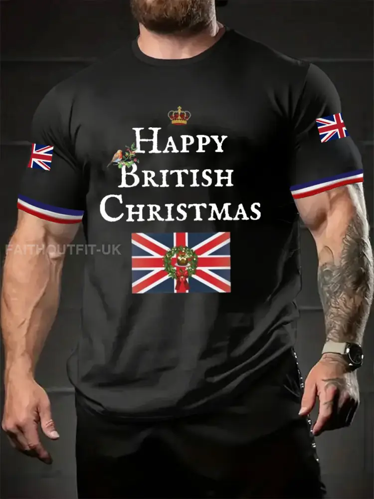 Men’s Happy British Christmas Short Sleeves T-shirt