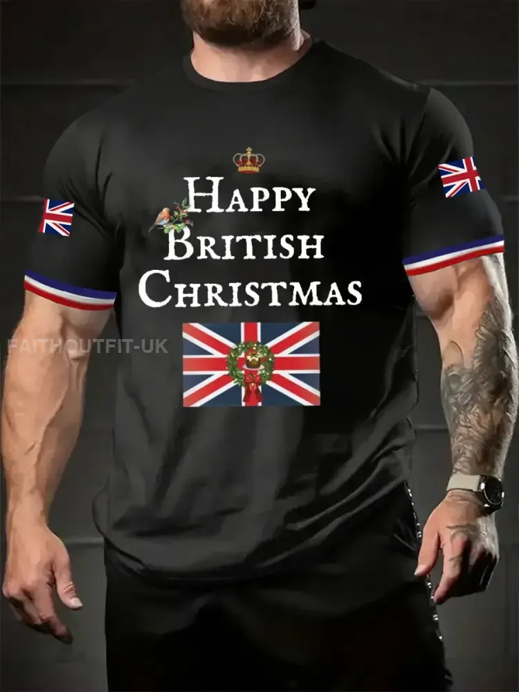 Men’s Happy British Christmas Short Sleeves T-shirt