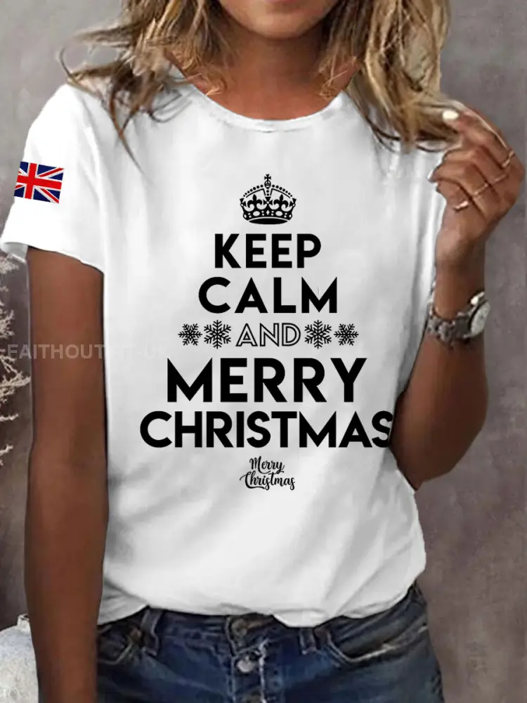 Women’s Keep Calm And Merry Christmas Short Sleeve T-Shirt