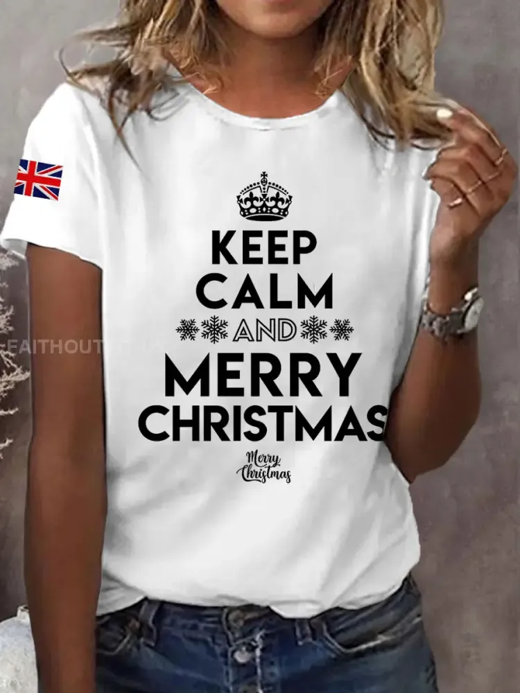 Women’s Keep Calm And Merry Christmas Short Sleeve T-Shirt