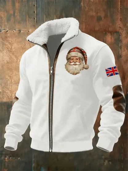 Men’s Santa Fur Collar Zip-Up Jacket