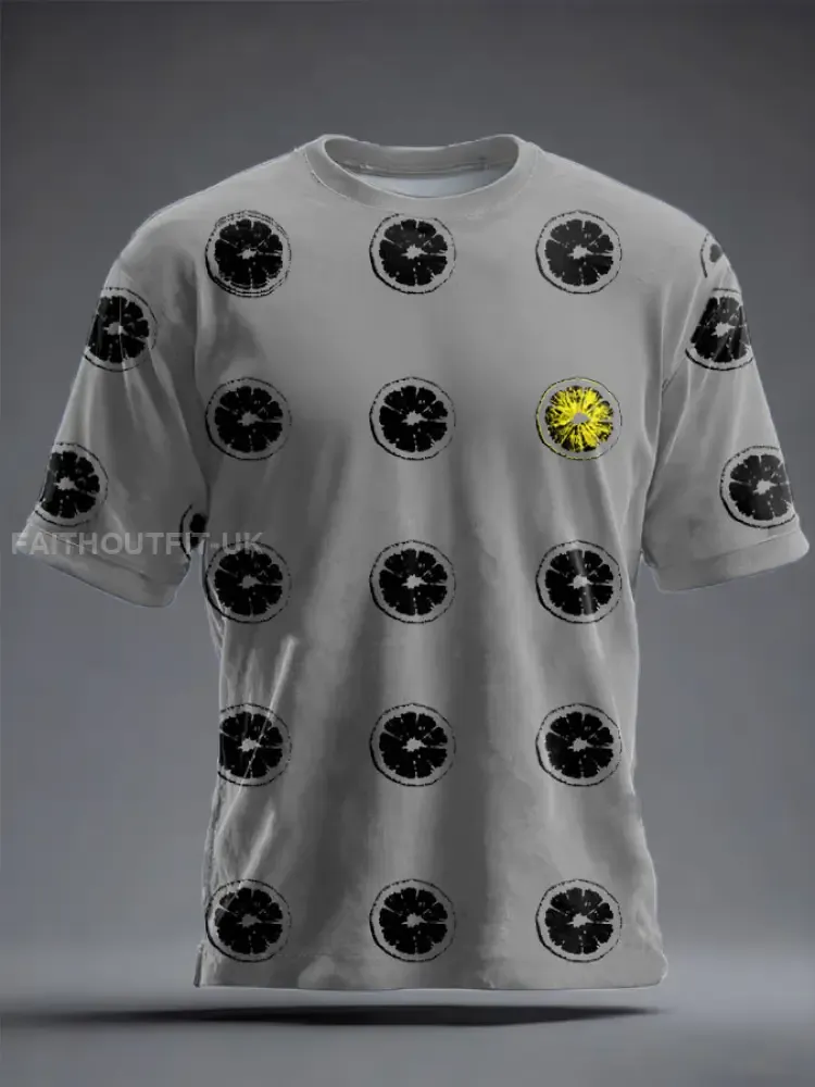 Unisex Lemon Roses Music Lover Printed T-shirt