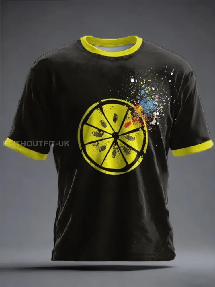Unisex Lemon Roses Music Lover Printed T-shirt