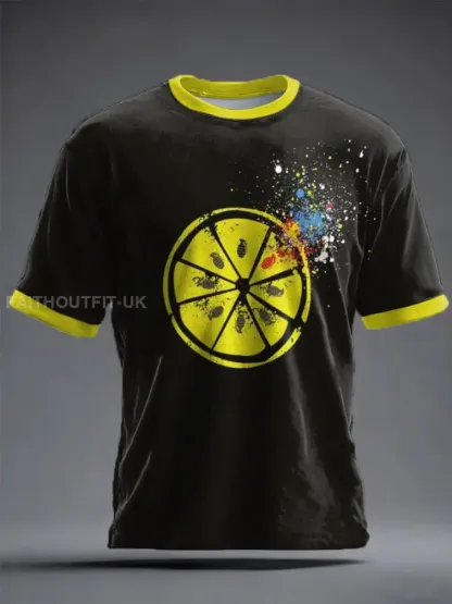 Unisex Lemon Roses Music Lover Printed T-shirt