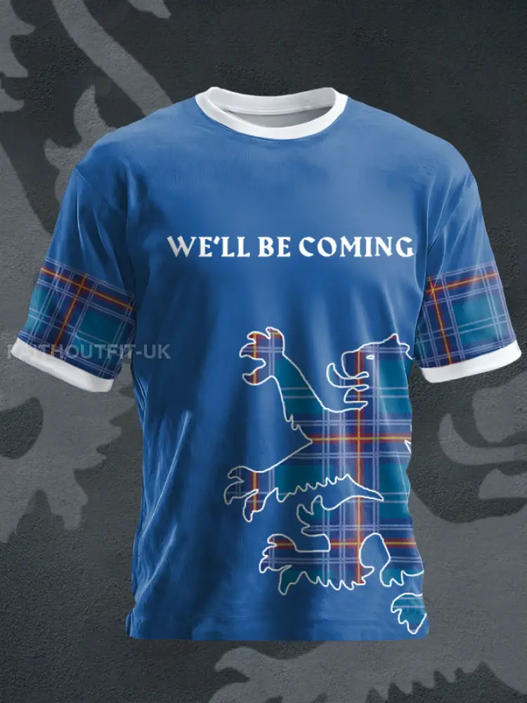 Unisex UK Football Lover Scotland We’ll Be Coming 2026 Printed T-shirt