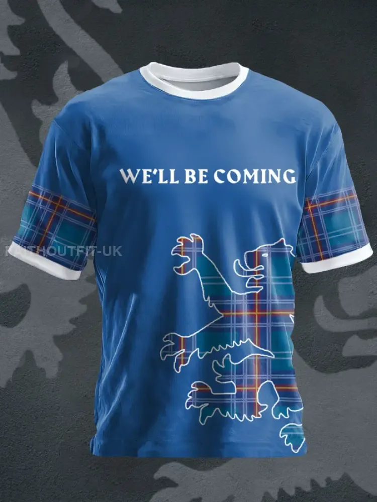 Unisex UK Football Lover Scotland We’ll Be Coming 2026 Printed T-shirt