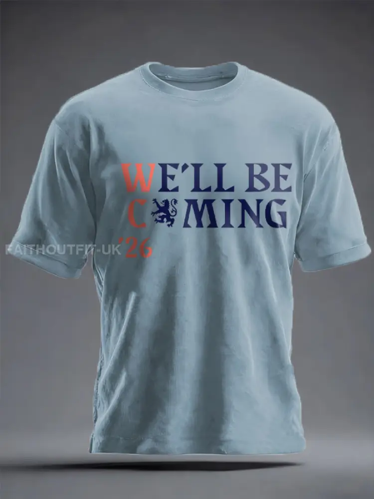 Unisex UK Football Lover Scotland We’ll Be Coming 2026 Printed T-shirt