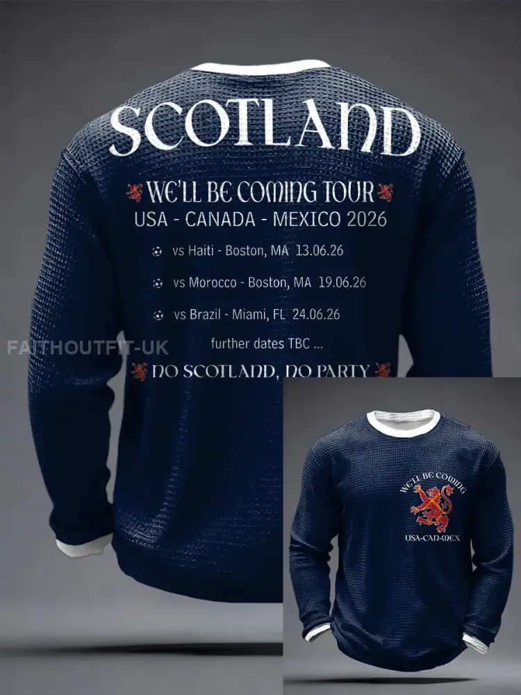Men’s UK Football Lover Scotland We’ll Be Coming 2026 Printed Waffle Tops