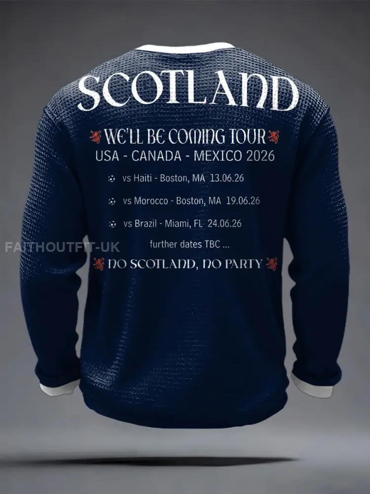 Men’s UK Football Lover Scotland We’ll Be Coming 2026 Printed Waffle Tops