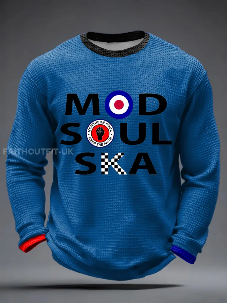 Men’s UK Music Northern Soul Lover Waffle Long Sleeve T-Shirt