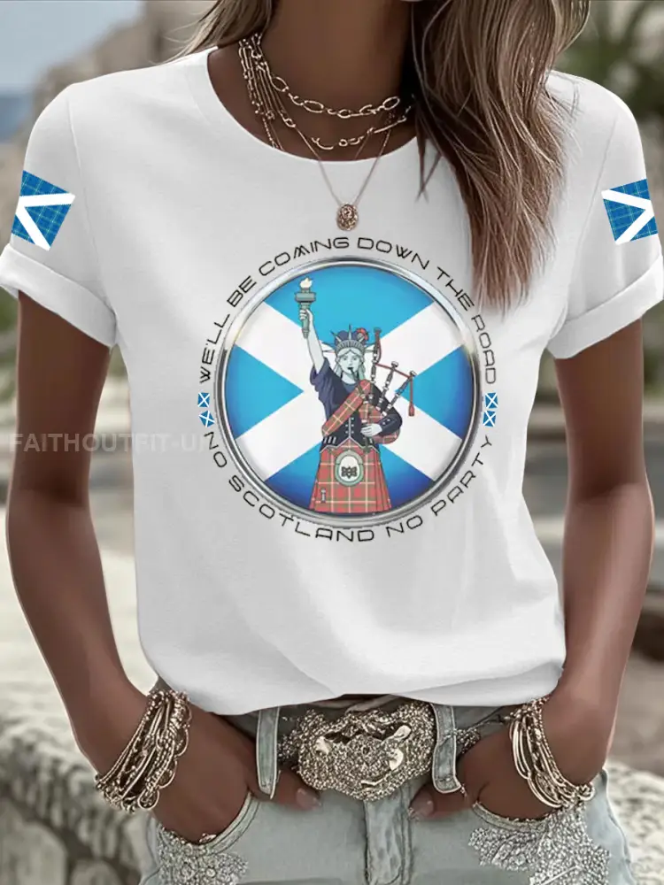 Women’s UK Football Lover Scotland Iron On Short Sleeve T-Shirt