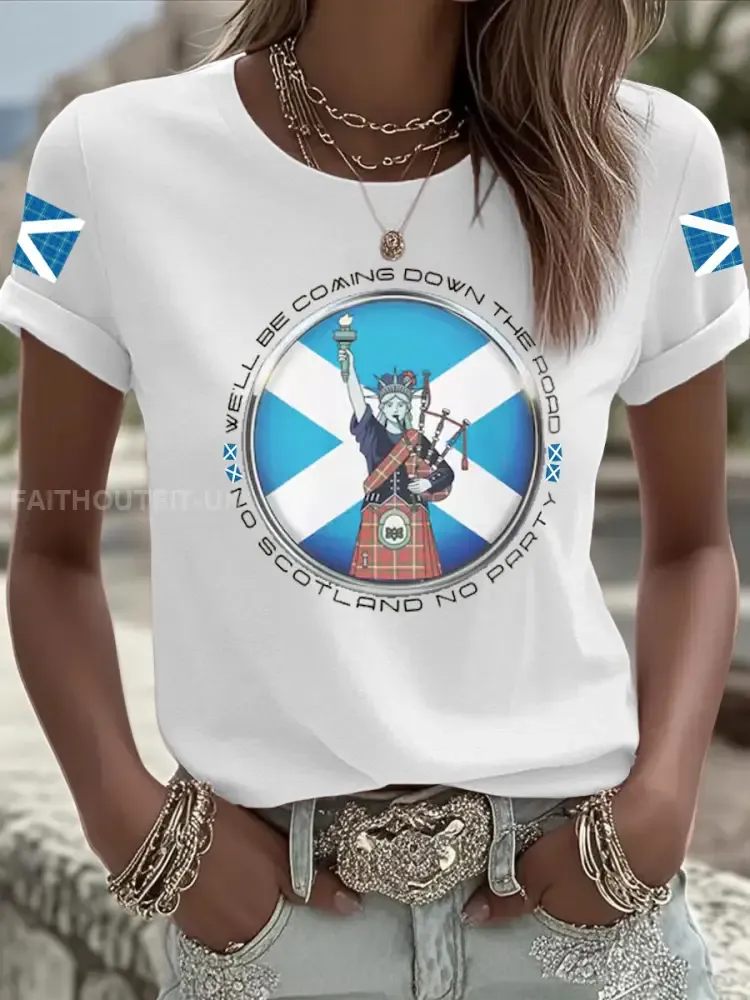 Women’s UK Football Lover Scotland Iron On Short Sleeve T-Shirt