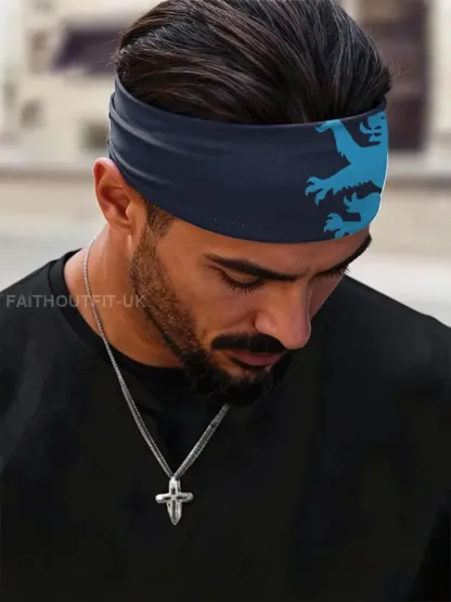 Scotland Football Lover Printed Sports Headband - Navy Blue · ONE