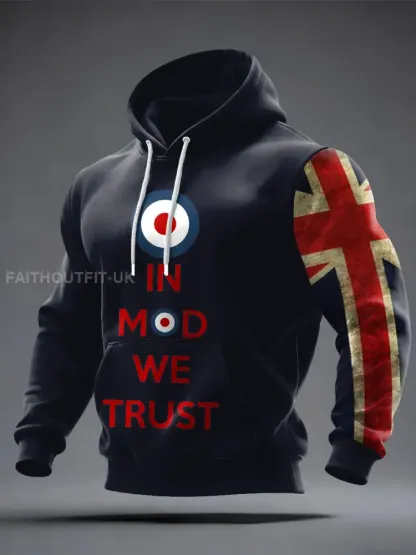 Men’s UK Mods Music Lover Oversized Drop-Shoulder Hoodie with Pockets