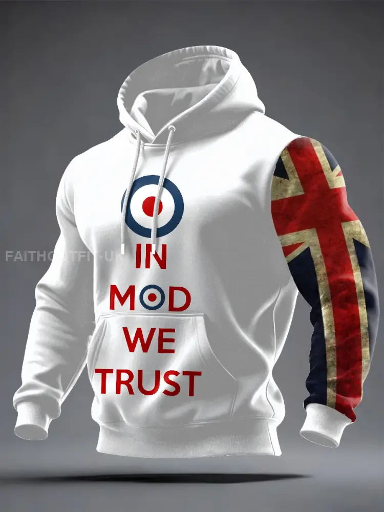 Men’s UK Mods Music Lover Oversized Drop-Shoulder Hoodie with Pockets