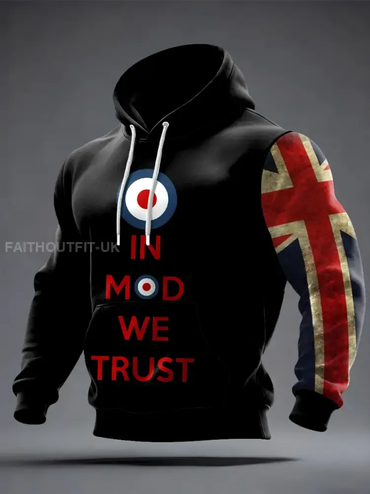 Men’s UK Mods Music Lover Oversized Drop-Shoulder Hoodie with Pockets