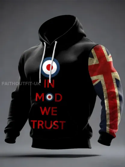 Men’s UK Mods Music Lover Oversized Drop-Shoulder Hoodie with Pockets