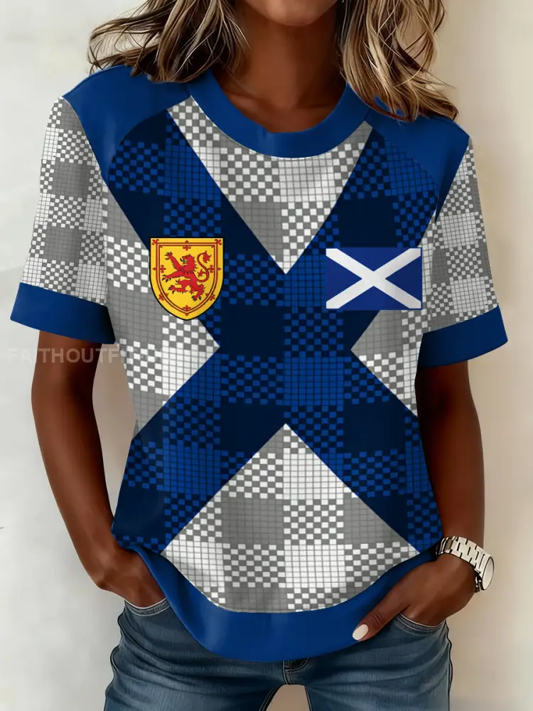 Women’s Scotland Football Lover Tartan Army Printed T-shirt