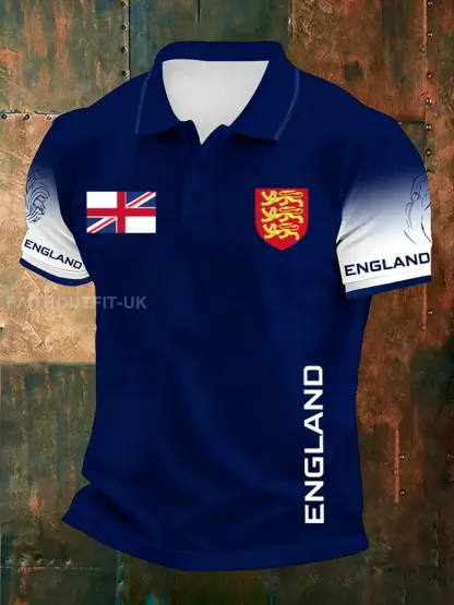 Men’s Retro English Football Fan Printed Casual POLO