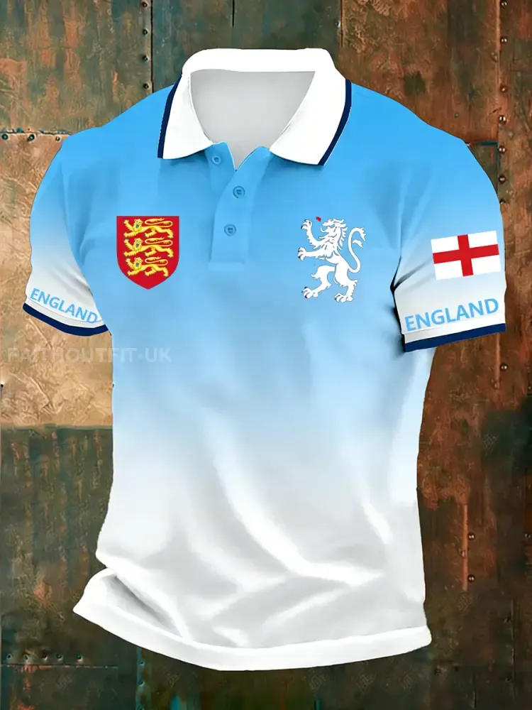 Men’s Retro English Football Fan Printed Casual POLO
